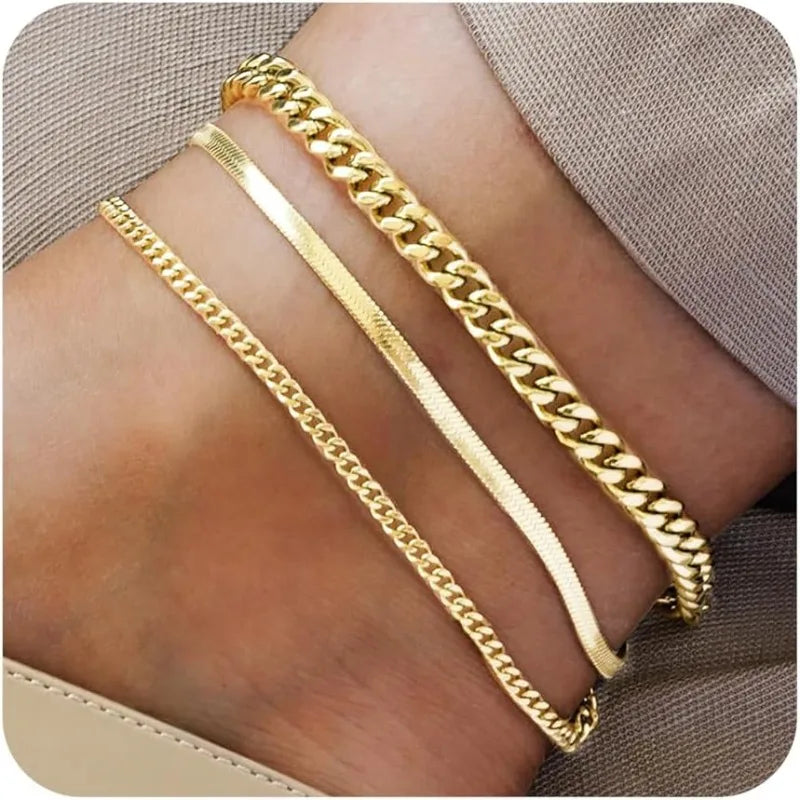 14K Gold Plated Waterproof Chain Anklet