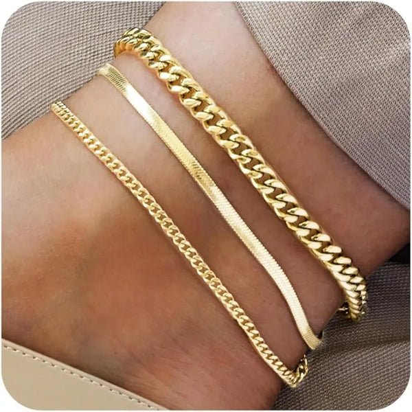 14K Gold Plated Waterproof Chain Anklet