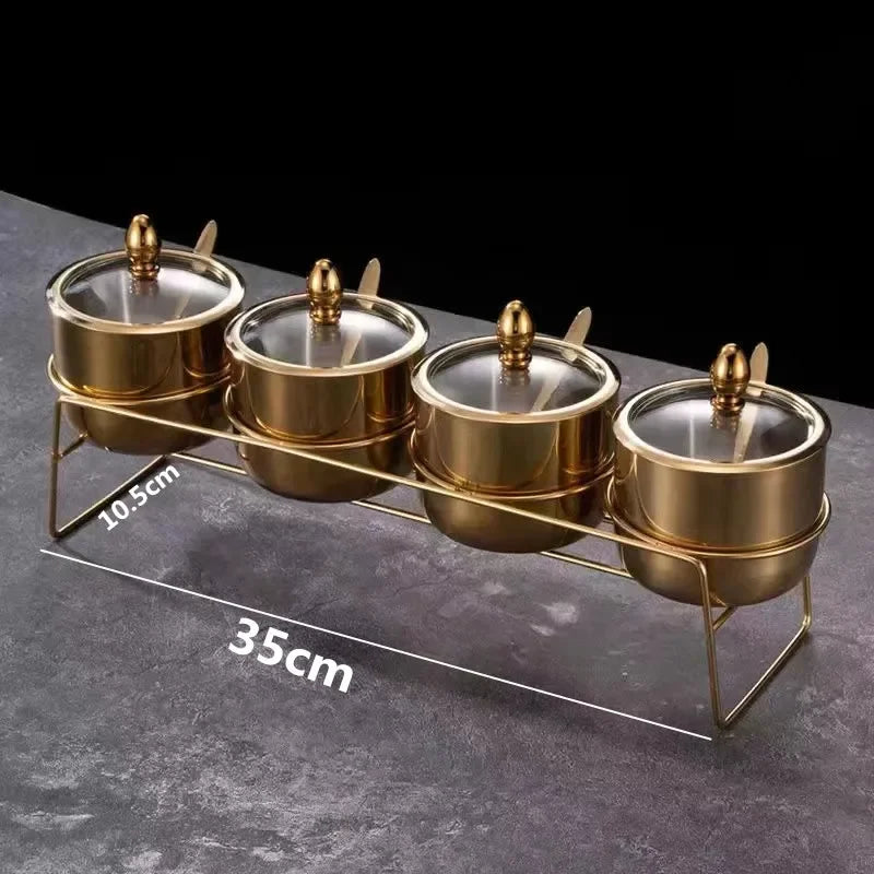 Gold Glass Spice Jar with Spoon