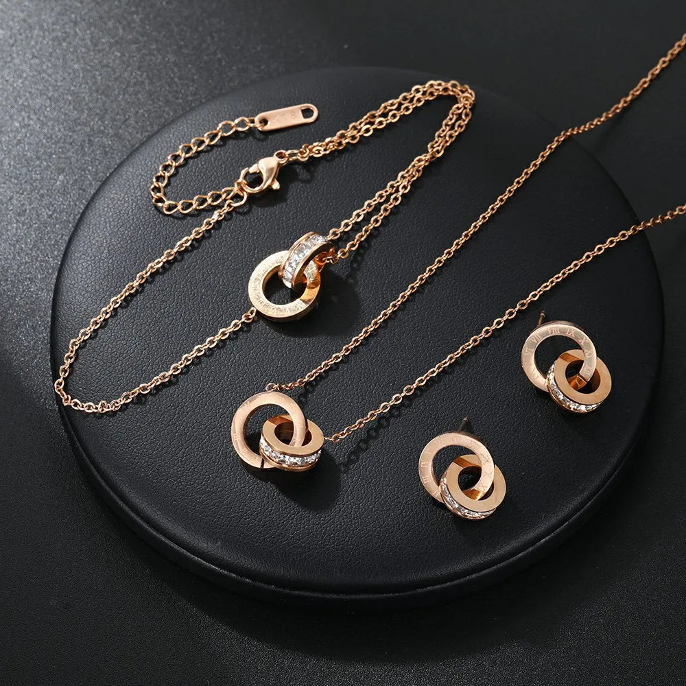 🔢 Roman Numerals Jewelry Set