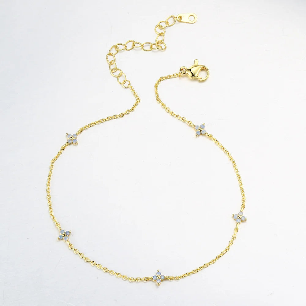 Four-Leaf Clover Crystal Anklet