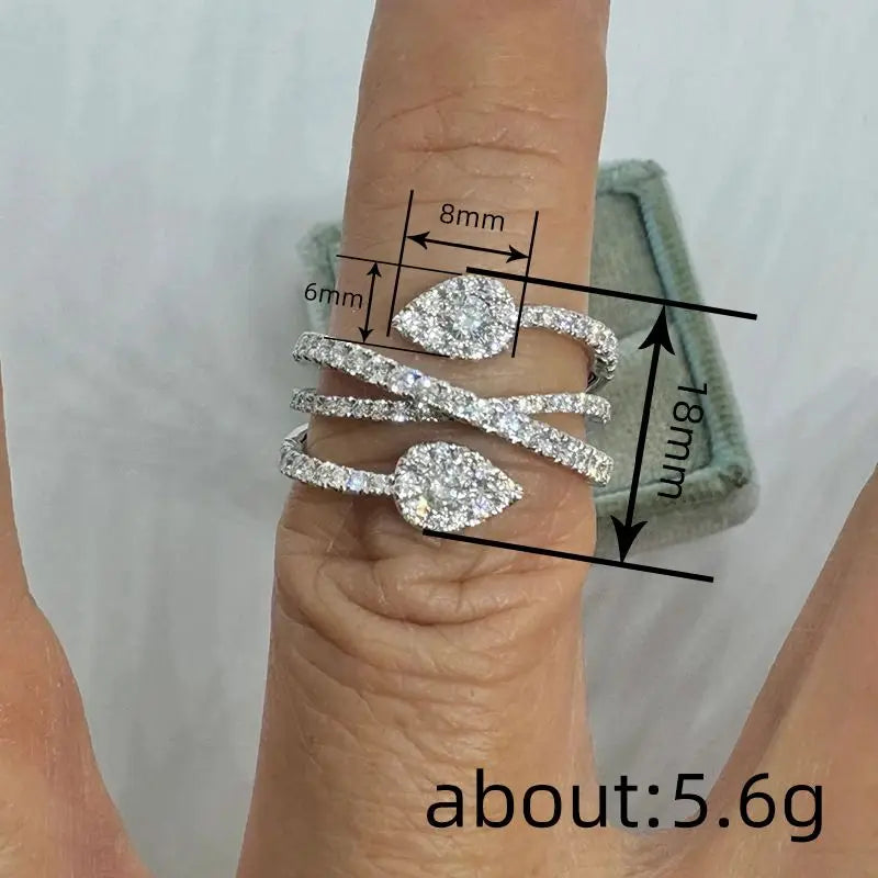 💧 خاتم زركون متقاطع بتصميم قطرة ماء