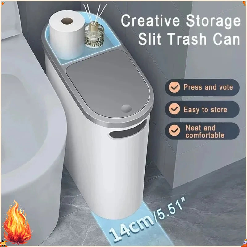 Slim Press-Top Trash Can