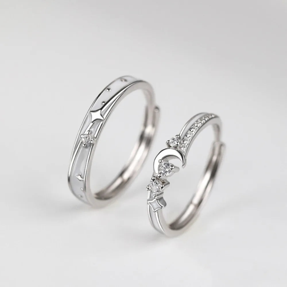 925 Silver Star & Moon Couple Rings