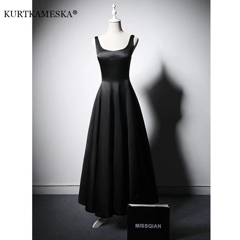 White Satin Vintage Evening Dress