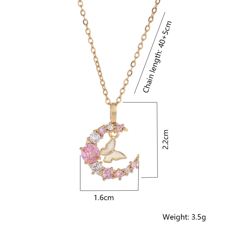 Butterfly Moon Stainless Steel Necklace