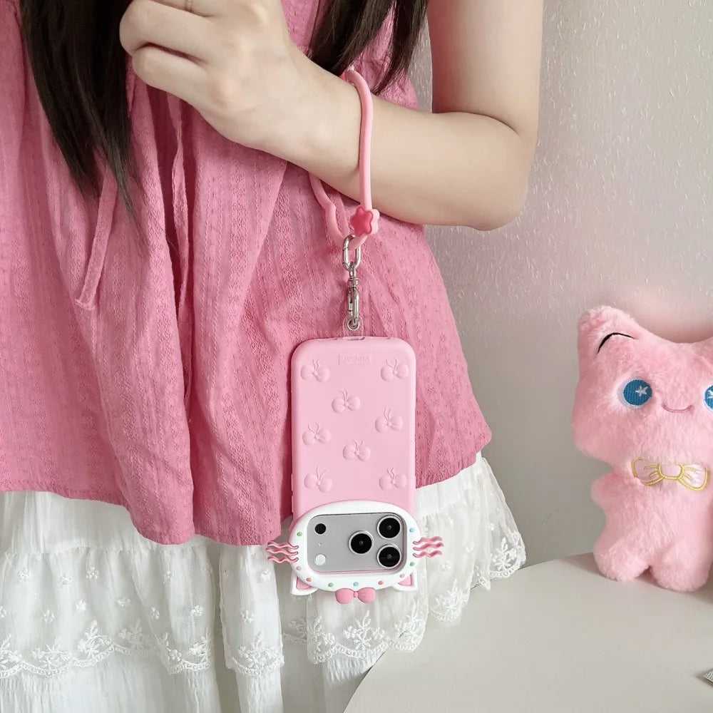 3D Cat Whiskers Bow iPhone Case