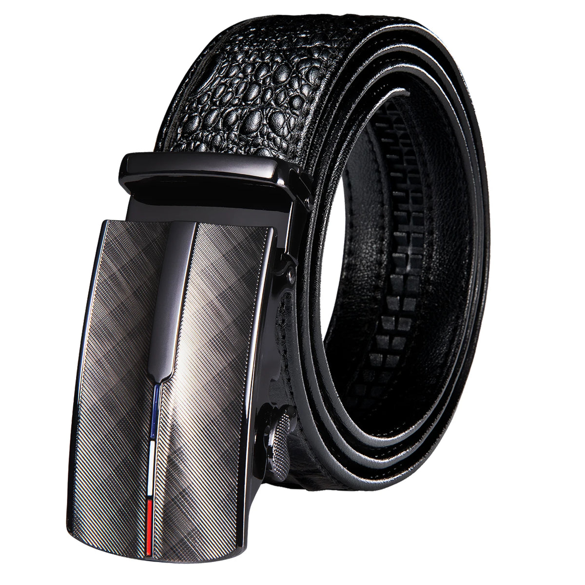 Men's Crocodile Leather Belt with Gold Buckle