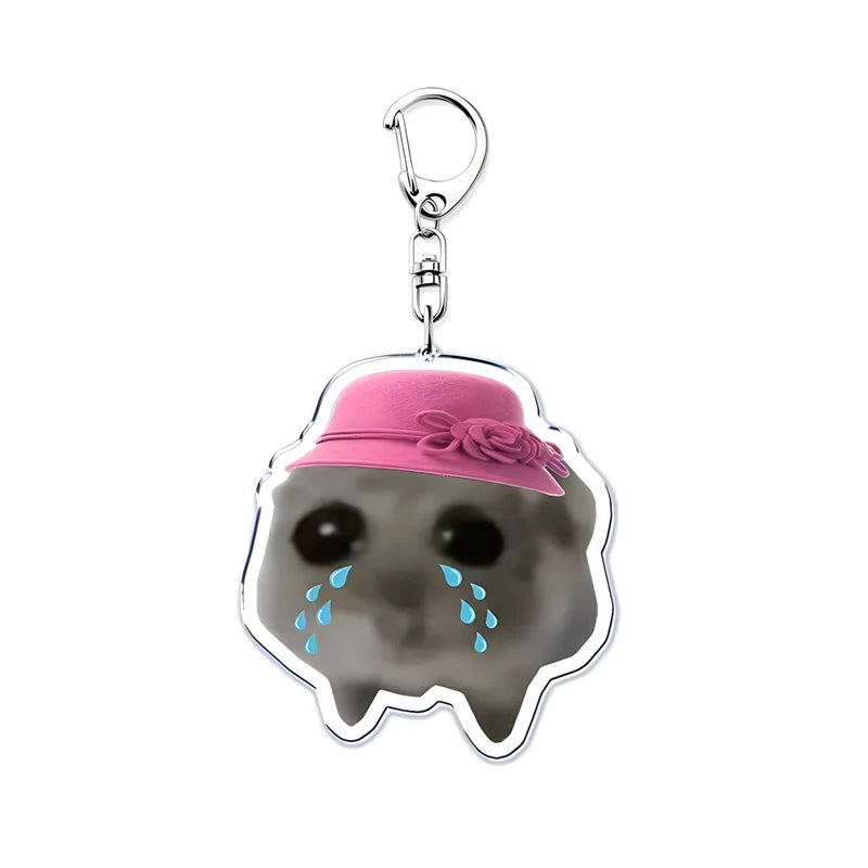 Crying Hamster Meme Keychain