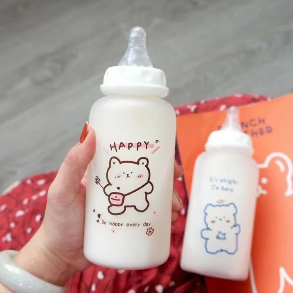 Strawberry Bear Straw Water Bottle 400ml
