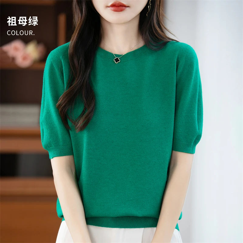 100% Merino Wool Short Sleeve Sweater