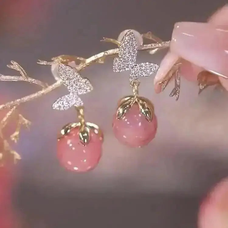 Zircon Pearl Tassel Earrings