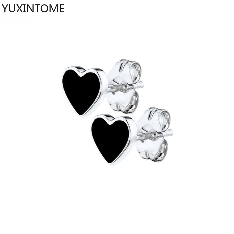 925 Silver Black Zircon Charm Hoops