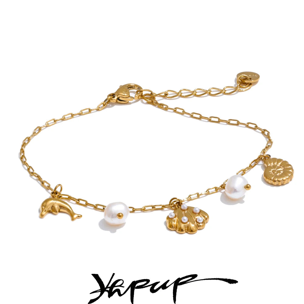 Ocean Shell & Dolphin Charm Anklet