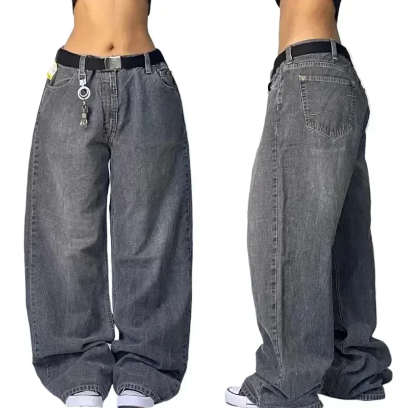 Letter Embroidered Wide-Leg Jeans
