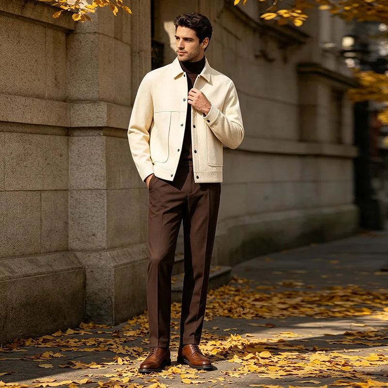 Men's Brushed Lapel Short Jacket