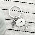 Stainless Steel Cat & Fish Keychain