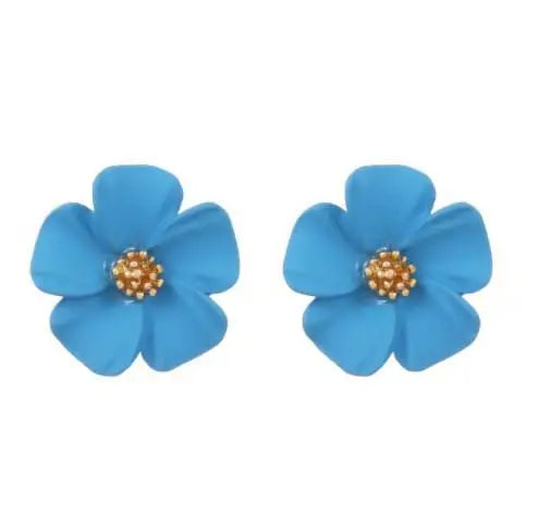 Colorful Enamel Big Flower Earrings