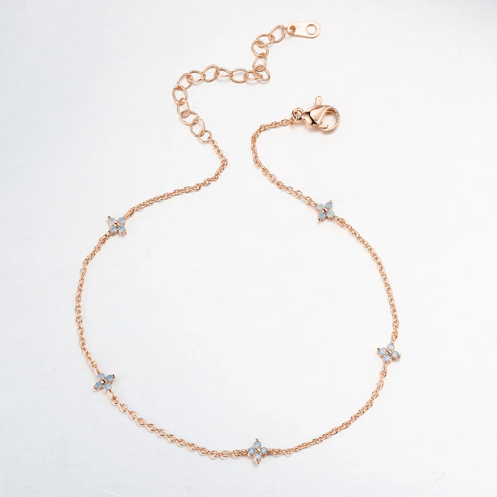 Four-Leaf Clover Crystal Anklet
