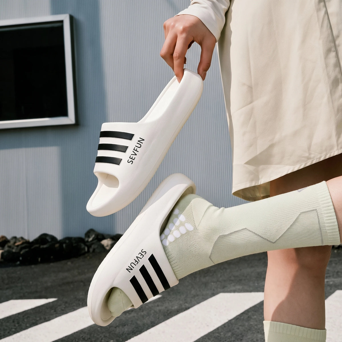 Men's Striped EVA Slides