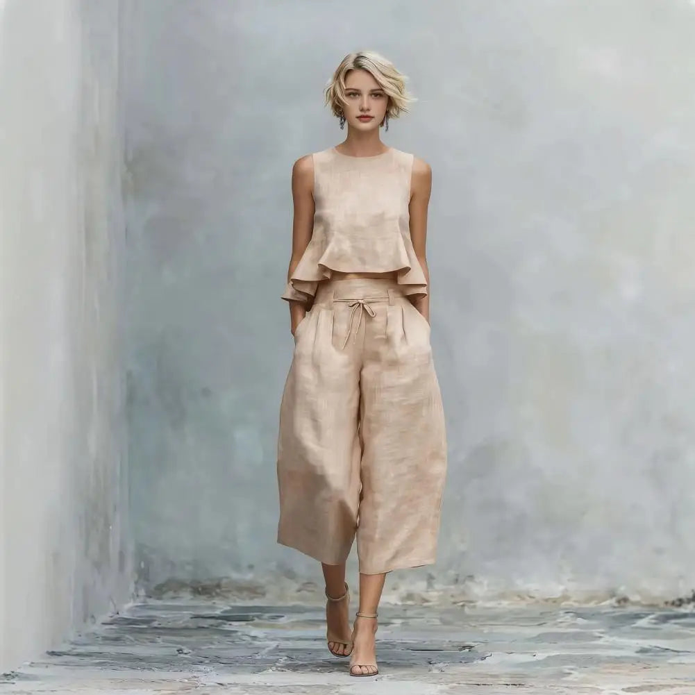 Plus Size Tank & Wide-Leg Pants Set