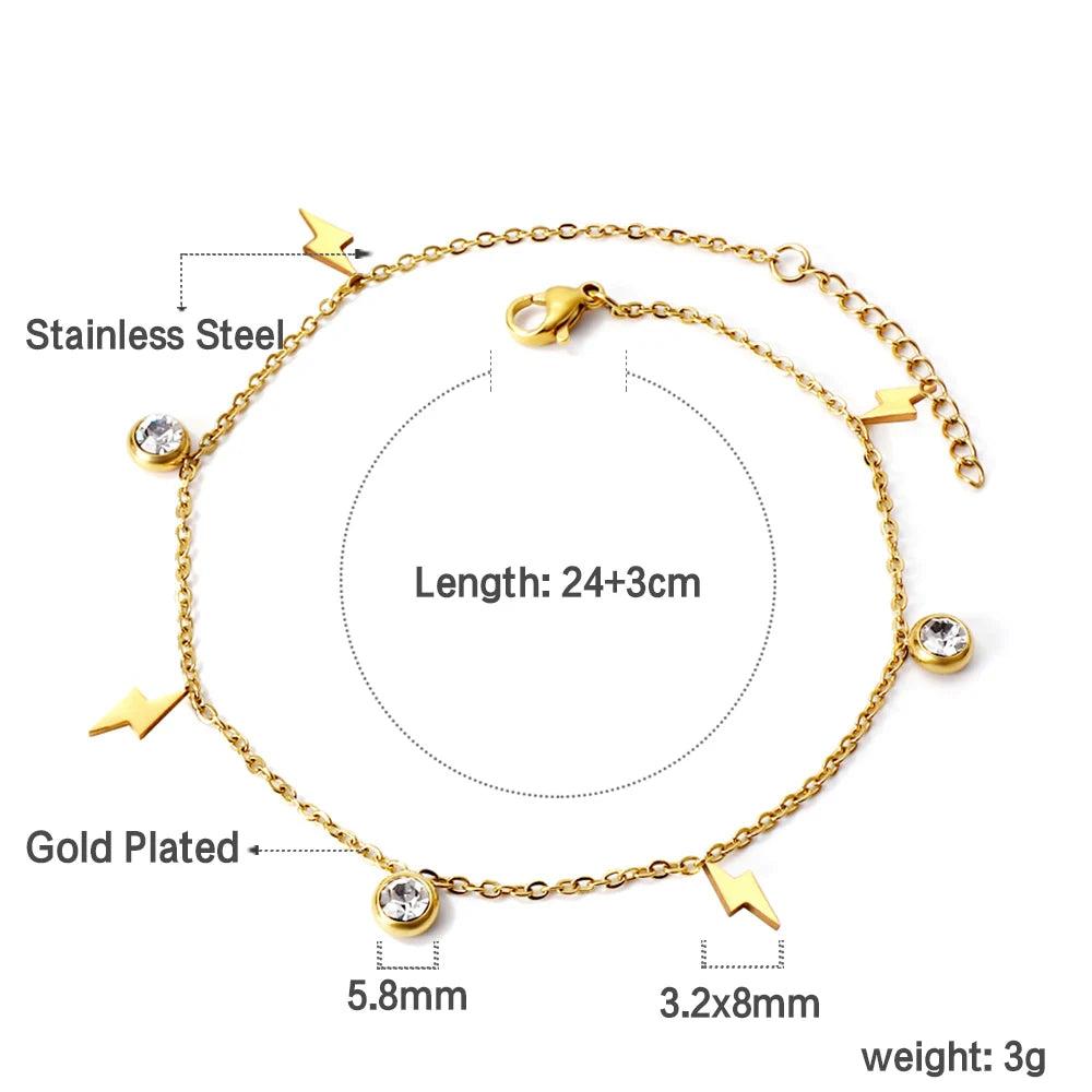 Crystal Hamsa Hand Gold Anklet