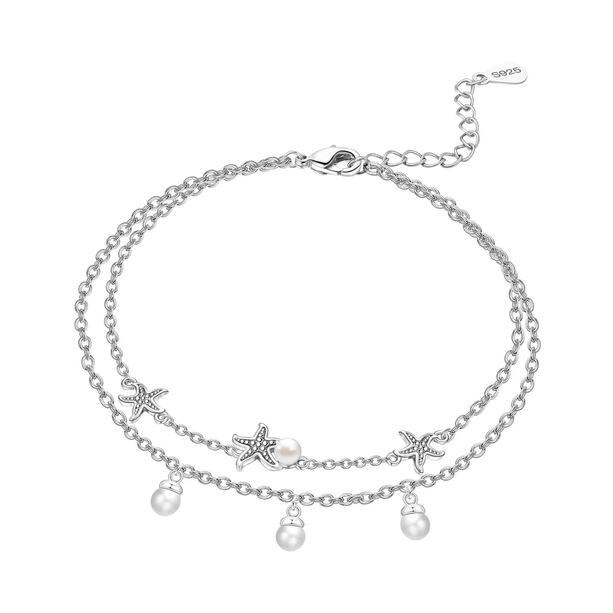 925 Silver Stone Tassel Anklet