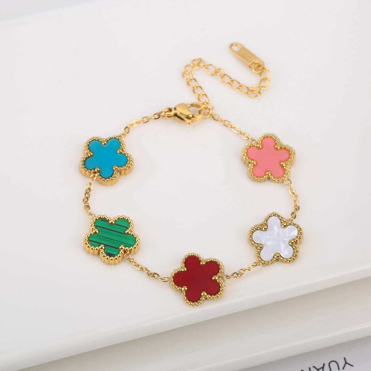 🍀 Five Leaf Clover Stainless Steel Bracelet