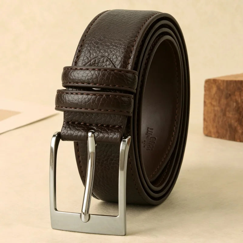 Men's Textured Leather Business Belt