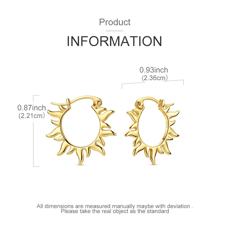 925 Silver Golden Sun Zircon Earrings