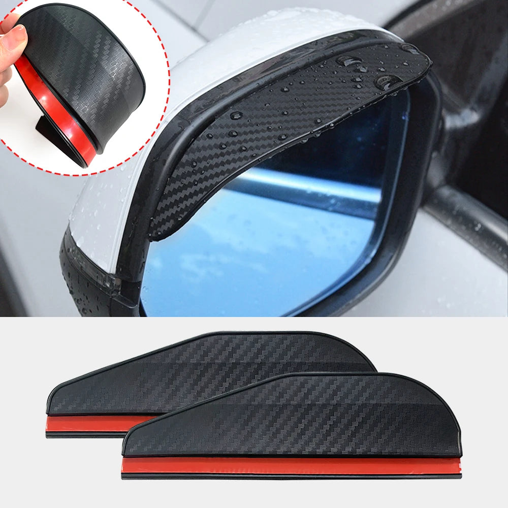 🚗 2PCS Carbon Fiber Rearview Mirror Rain Visors