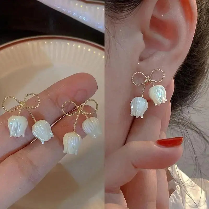 Heart Pearl Stud Earrings
