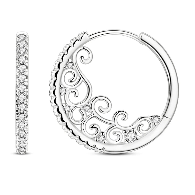 925 Silver Retro Pattern Stud Earrings