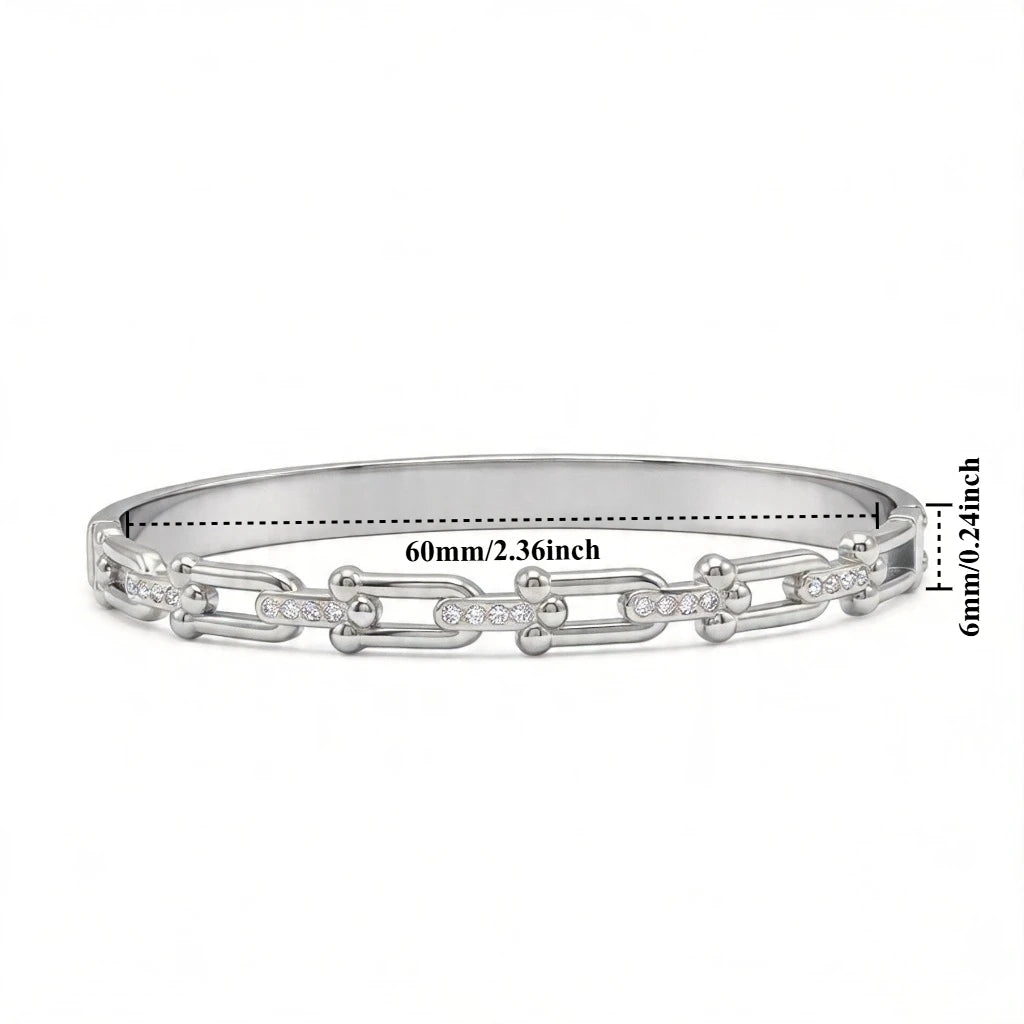 🐴 Horseshoe Zircon Bangle Bracelet