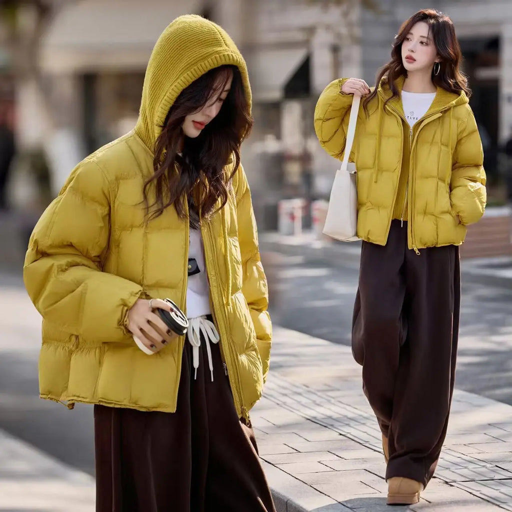 Women's Knit Hood Faux Layered Parka
