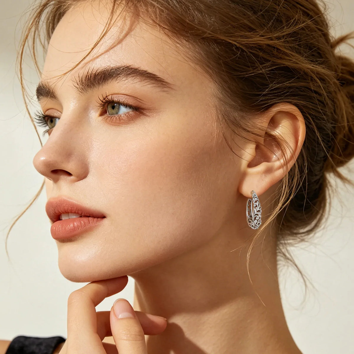 925 Silver Vintage Vine Hoop Earrings
