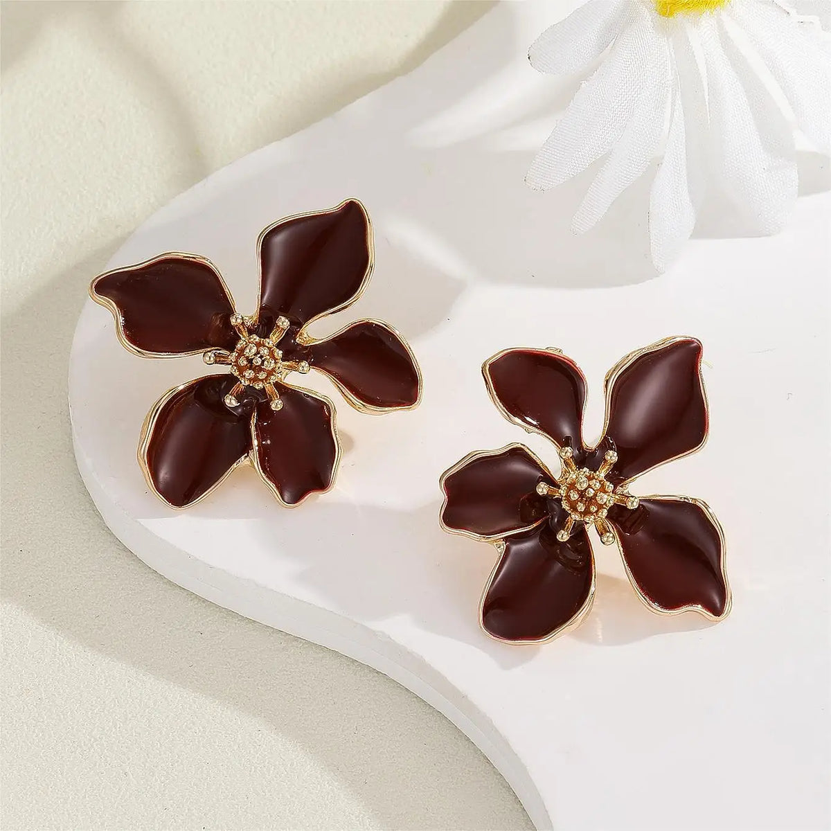 Colorful Enamel Big Flower Earrings