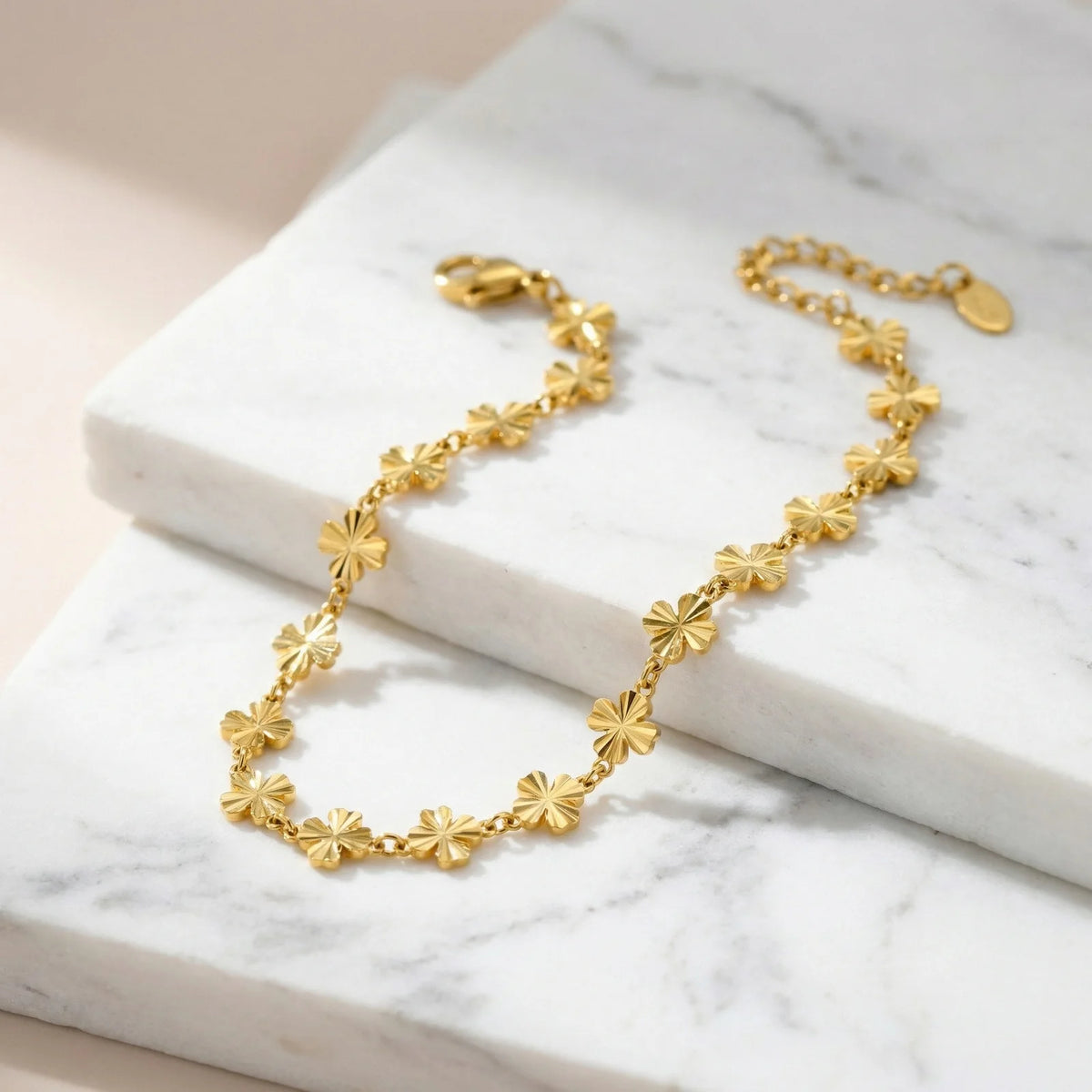 18K Gold Plated Clover Anklet