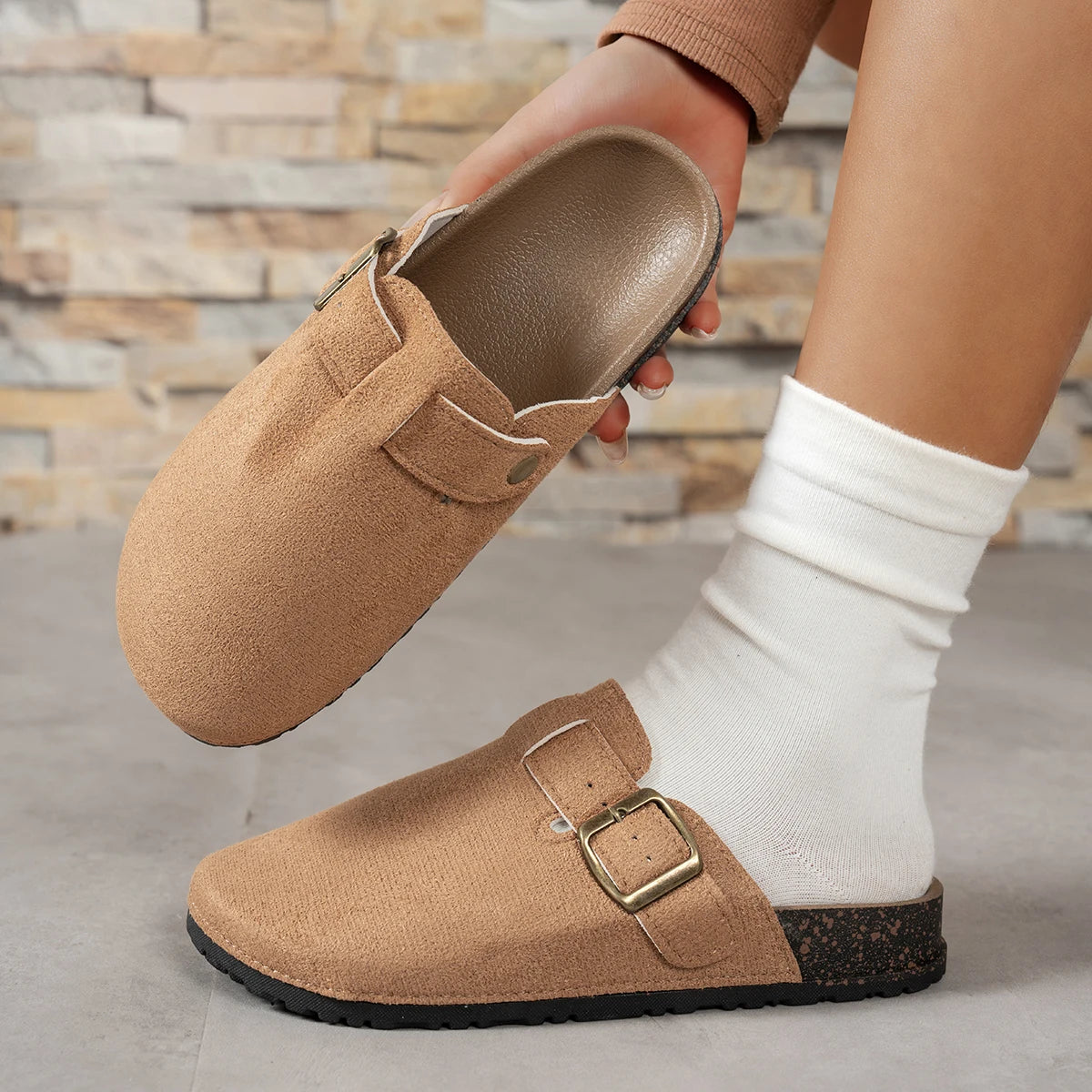 Women's Thick-Soled Buckle Slippers