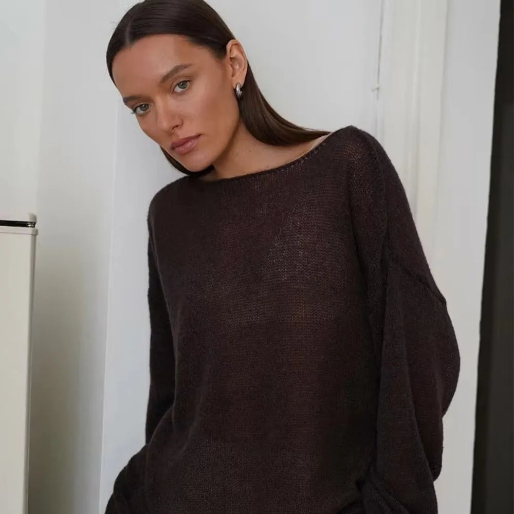 Sheer Flared Sleeve Knit Top
