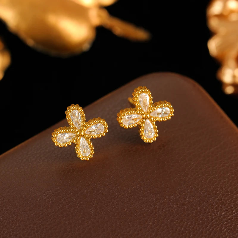🌸 GANEMLY Flower Zircon Jewelry Set