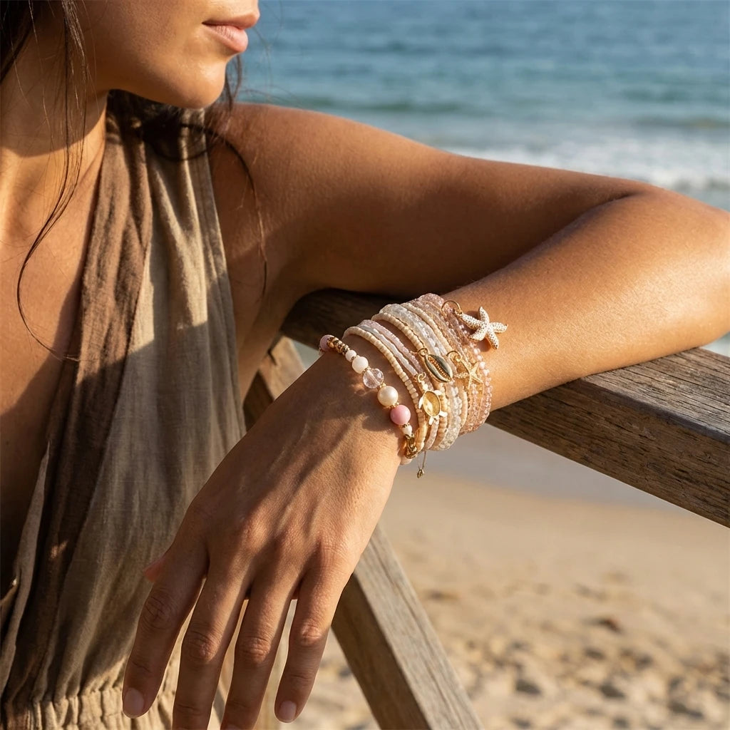 🐚 Beach Shell Starfish Bracelet Set