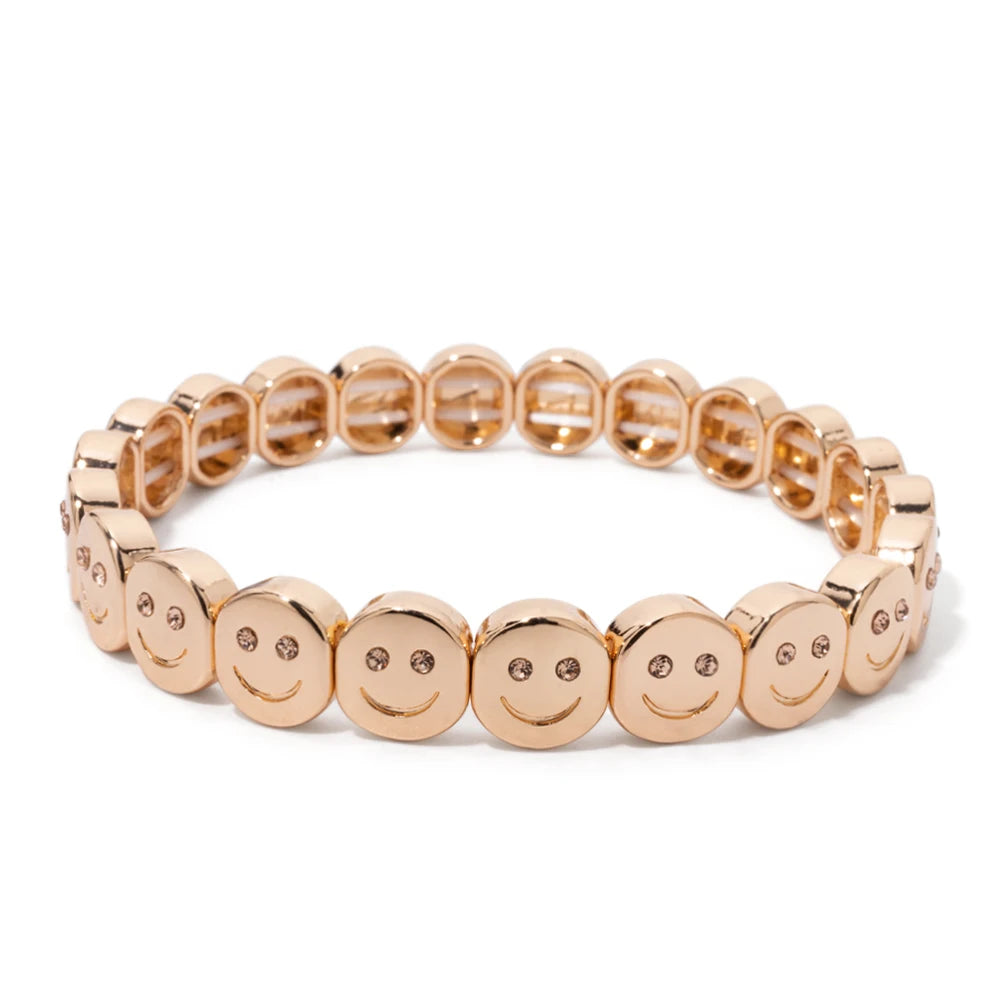 😊 Happy Face Crystal Bead Bracelet
