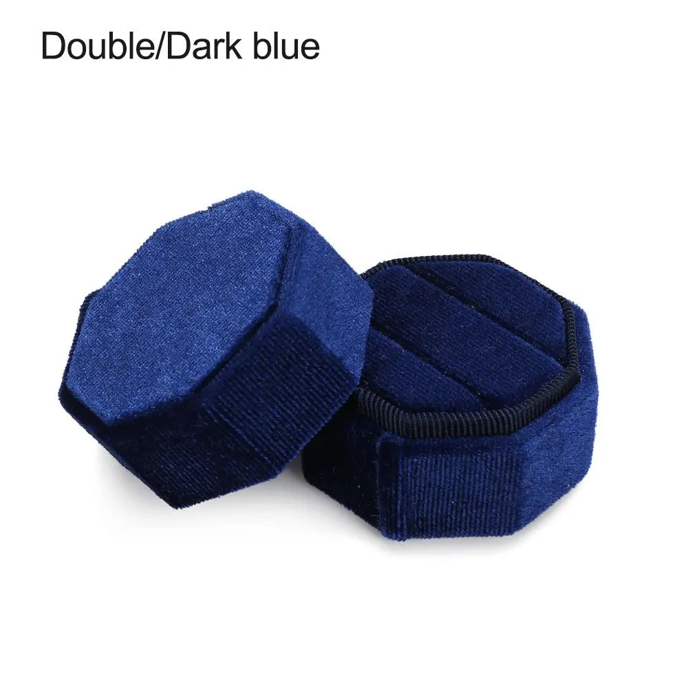 Octagon Velvet Double Ring Box