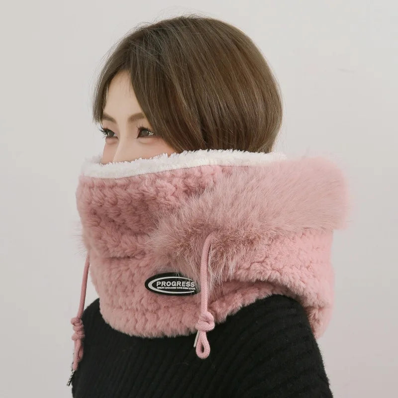 Women's Plush Hat, Scarf & Mask Set