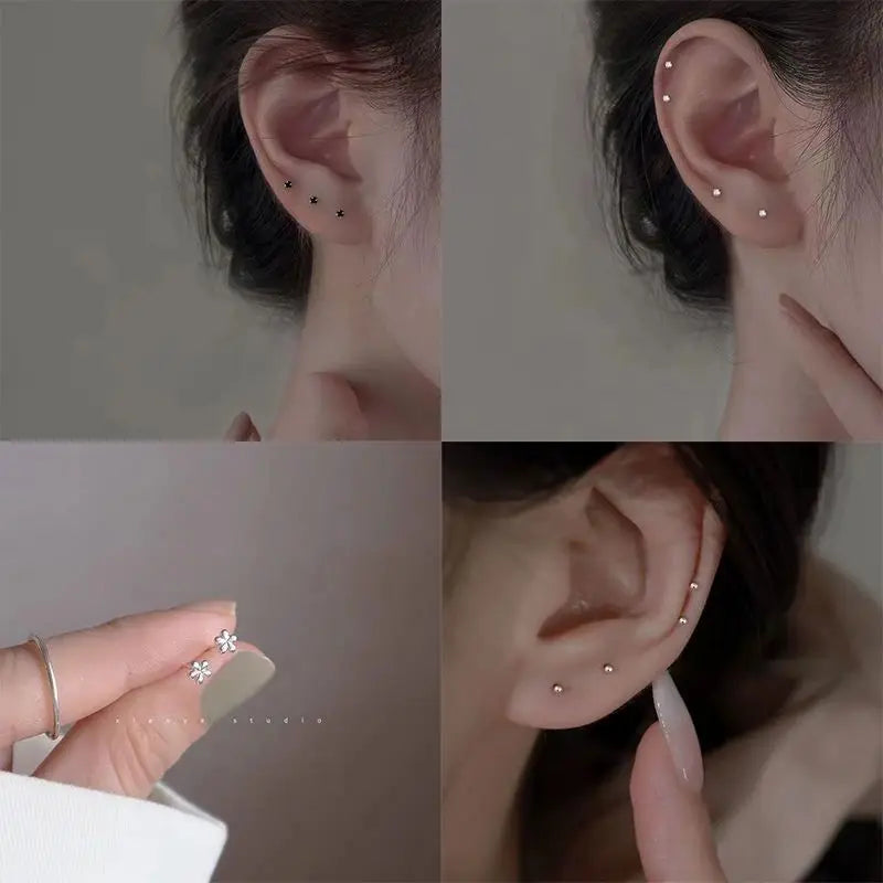 Tiny Metal Charm Stud Earrings