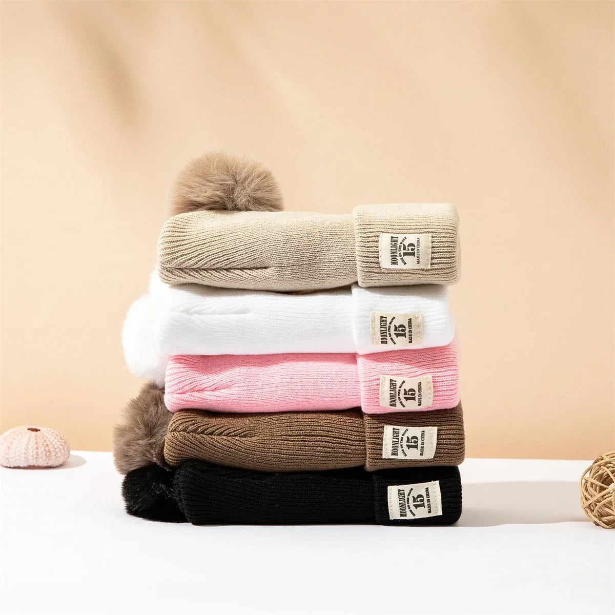 Baby Double Pom Knit Hat