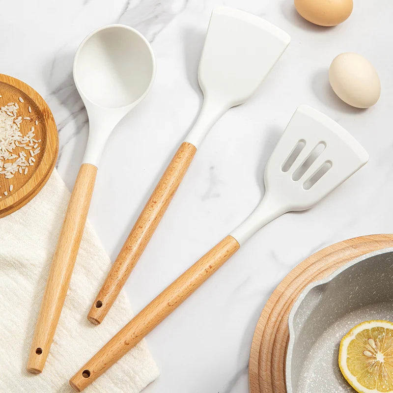 Silicone Spatula & Spoon Set – 3 Pcs