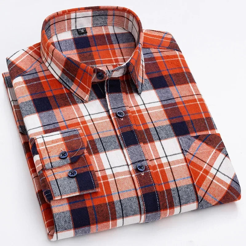 Men's Oversized Cotton Plaid Shirt