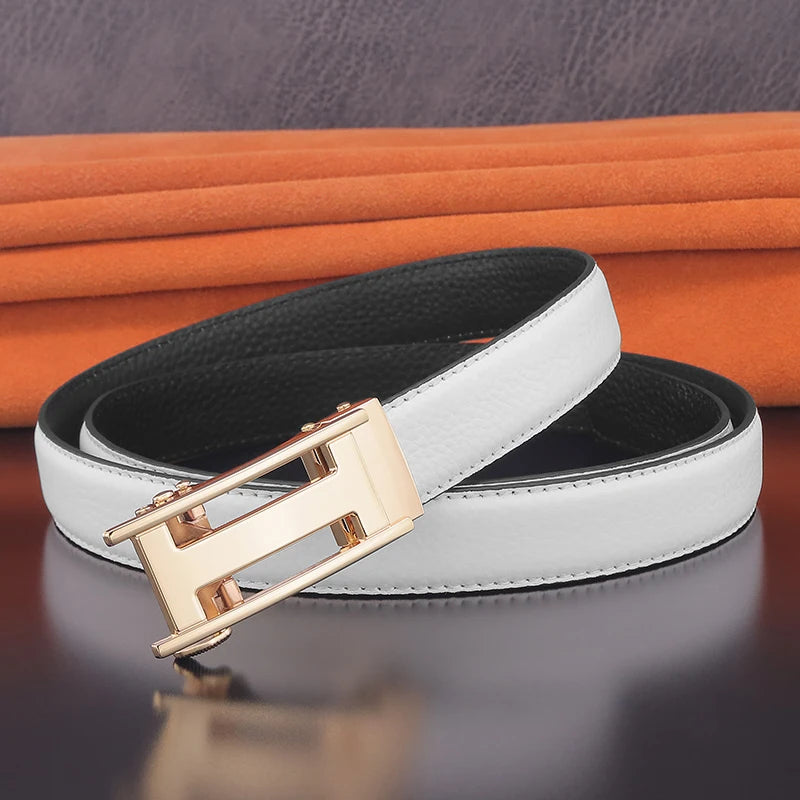 Women's Leather Belt with Automatic Buckle